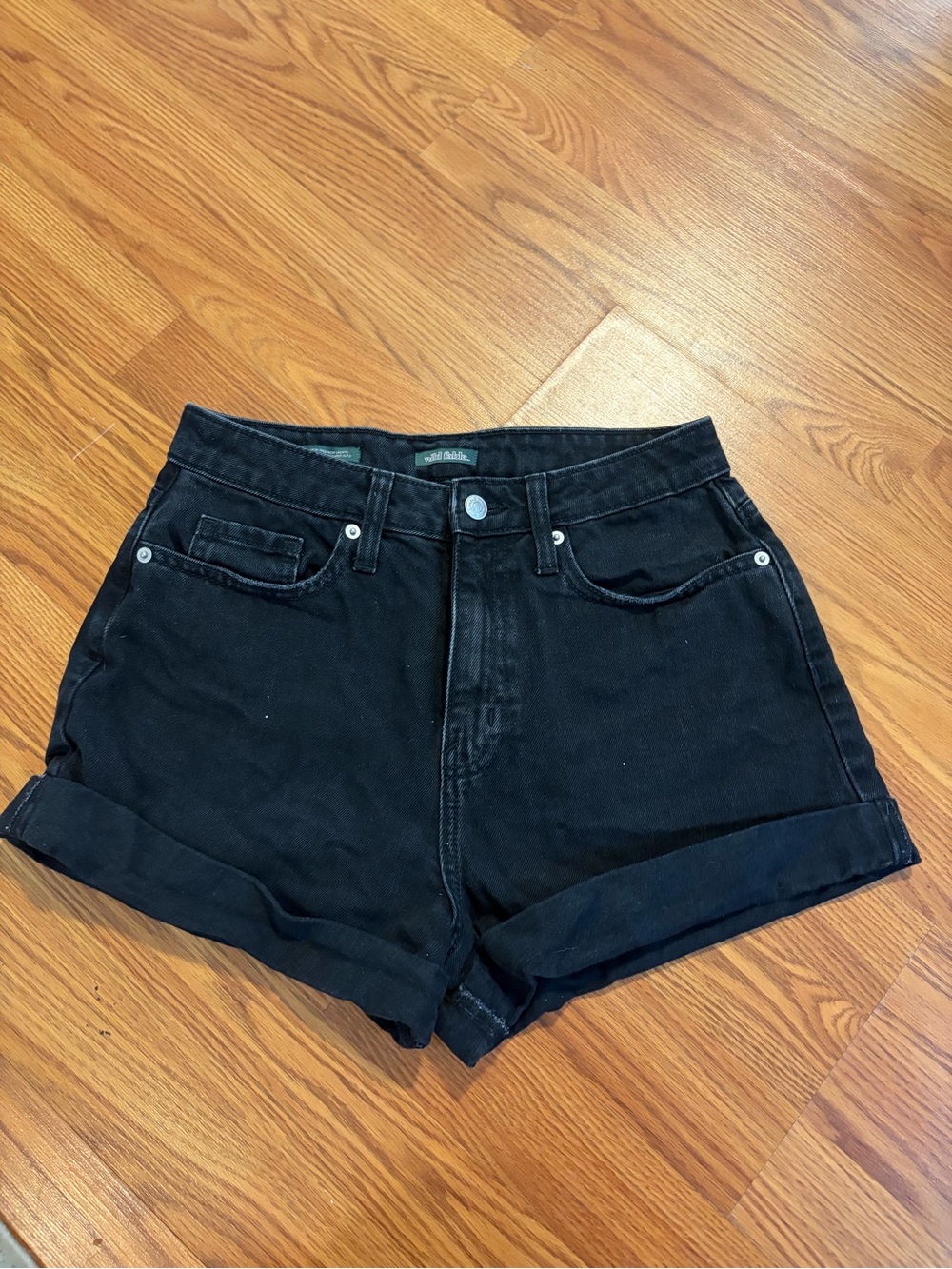 wild fable Black High-Rise Rolled Hem Denim Shorts